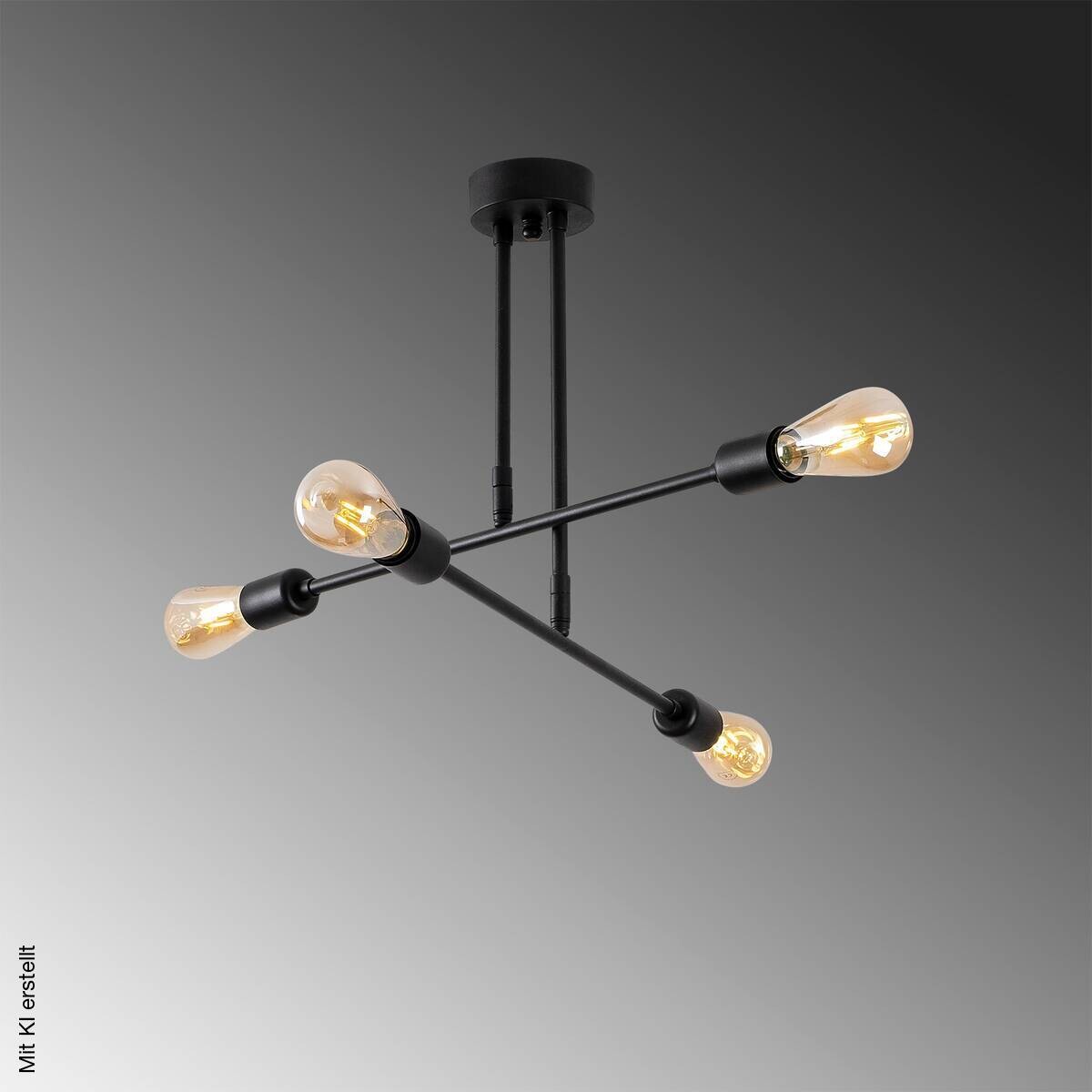 Opviq Deckenleuchte Flower schwarz B/H/T/L/D: ca. 70x40x70x70x70 cm E27 4 Brennstellen