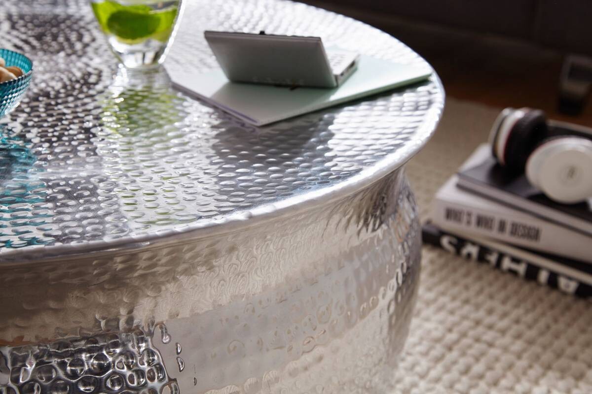 Wohnling Couchtisch silber Aluminium B/H/T: ca. 75x31x75 cm