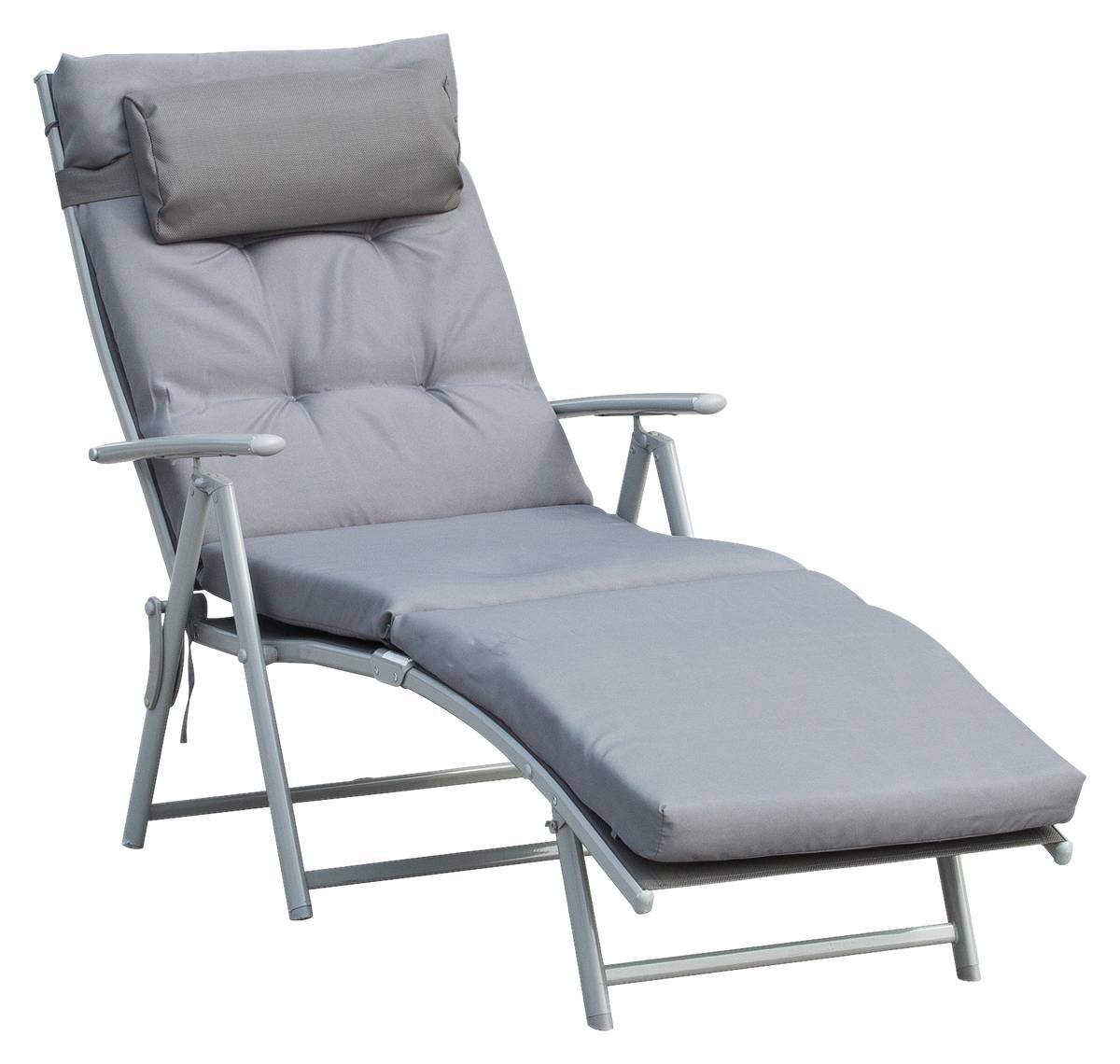 Outsunny Sonnenliege grau Metall B/H/L: ca. 64x101x180 cm