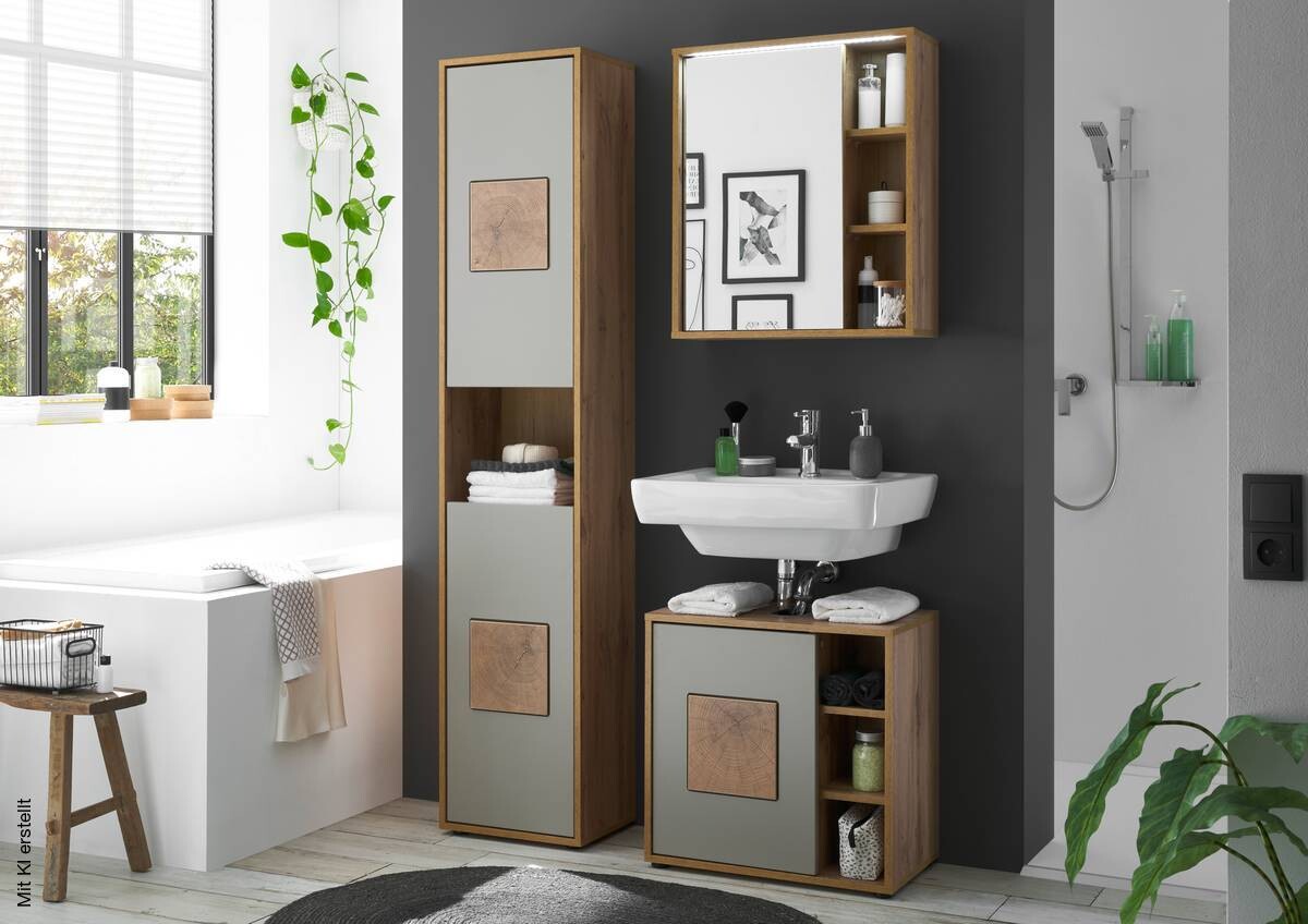 Spiegelschrank Greece Wildeiche Nachbildung B/H/T: ca. 60x70x20 cm