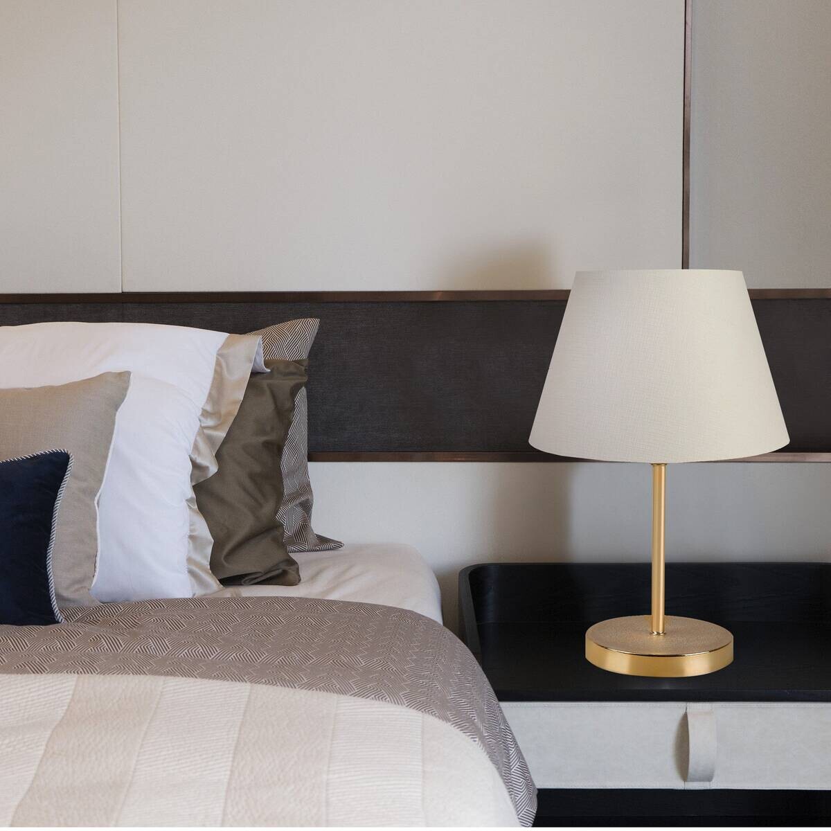 Opviq Tischleuchte creme Metall PVC B/H/L: ca. 22x37x22 cm E27 1 Brennstellen