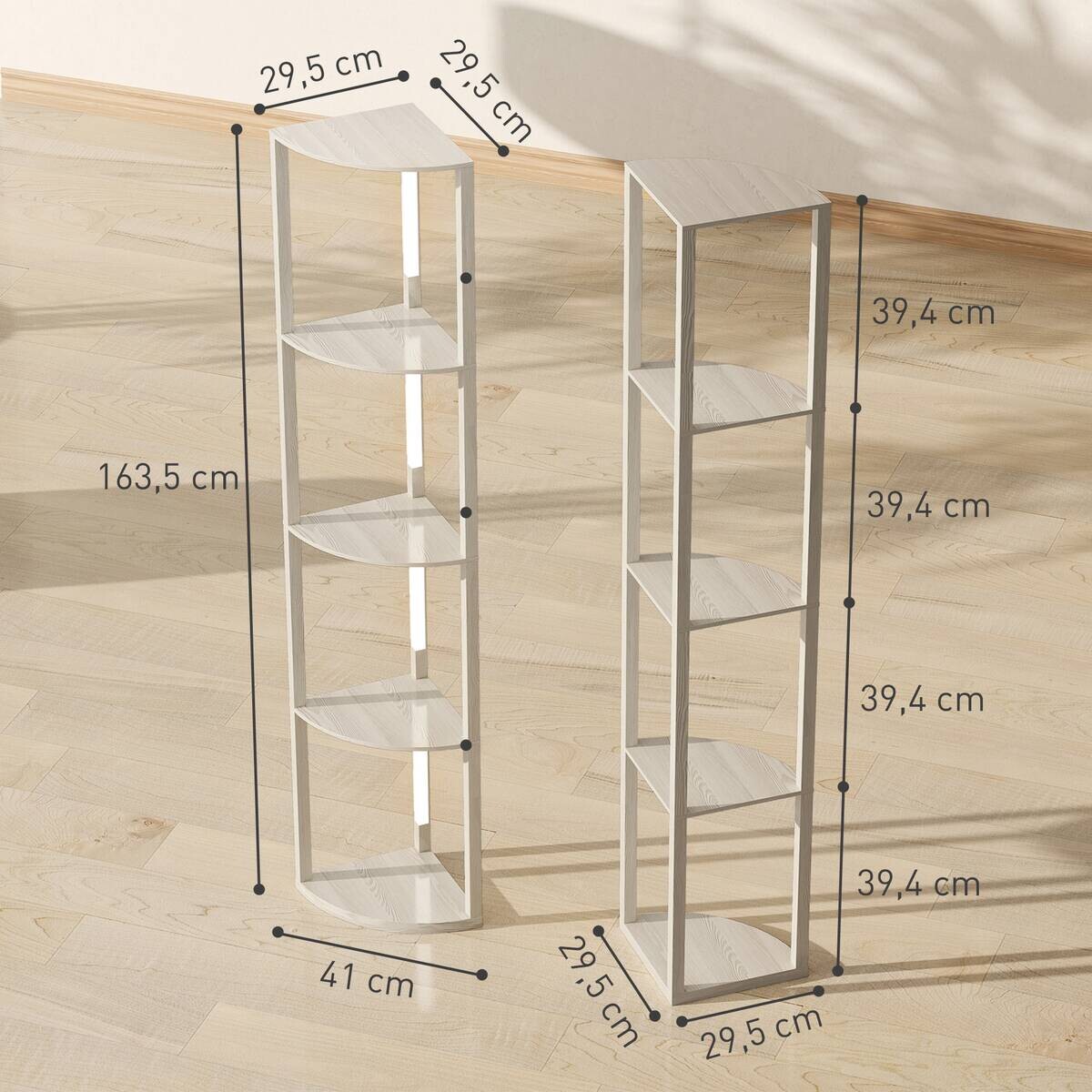 HOMCOM Stehleuchte Eiche MDF B/H/L: ca. 29,5x163,5x41 cm