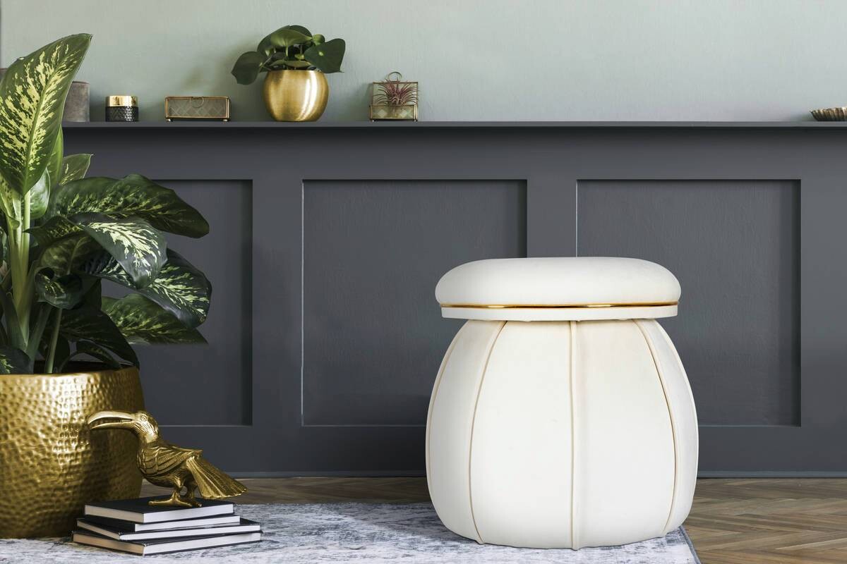 360 Living Hocker Corin 100 elfenbein gold H/D: ca. 51,5x51,5 cm