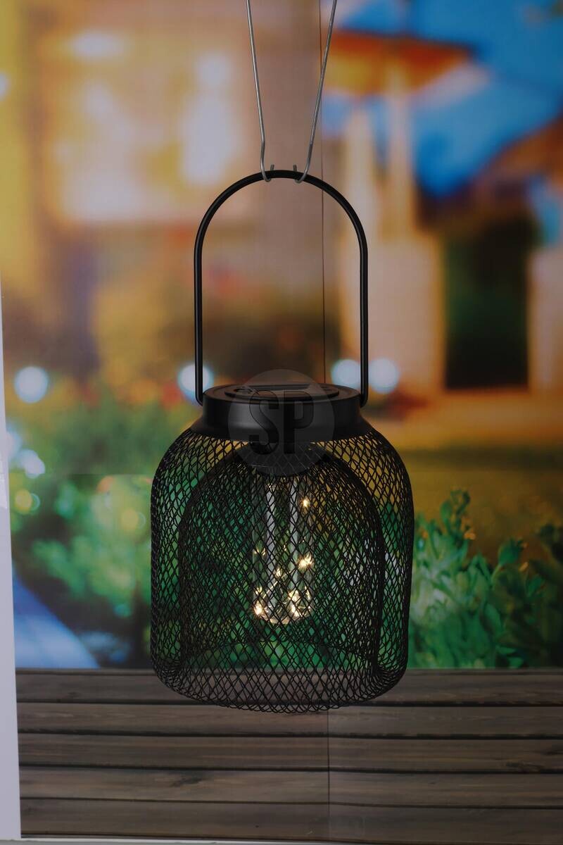 Solarlaterne schwarz Metall B/H/L: ca. 16,5x16,5x20,5 cm