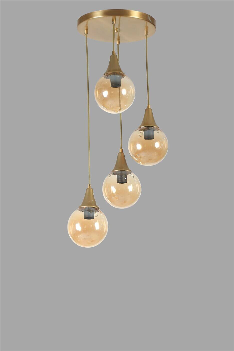Pendelleuchte gold braun Metall Glas B/H/L/D: ca. 30x70x30x30 cm E27 1 Brennstellen