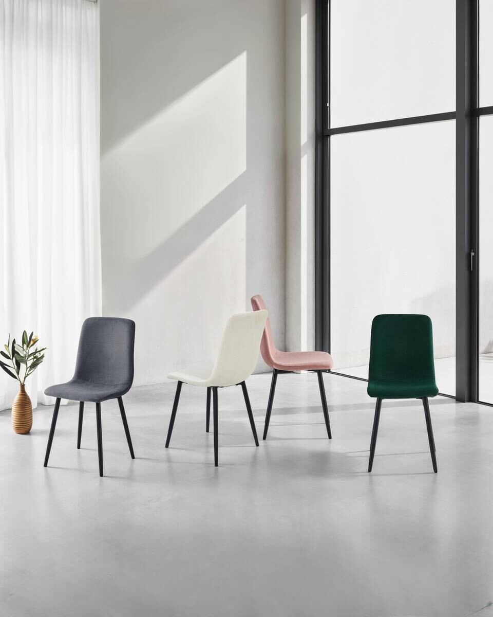 Stuhl Leipzig, 4er-Set moosgrün Microfaser B/H/T: ca. 44x92x54 cm