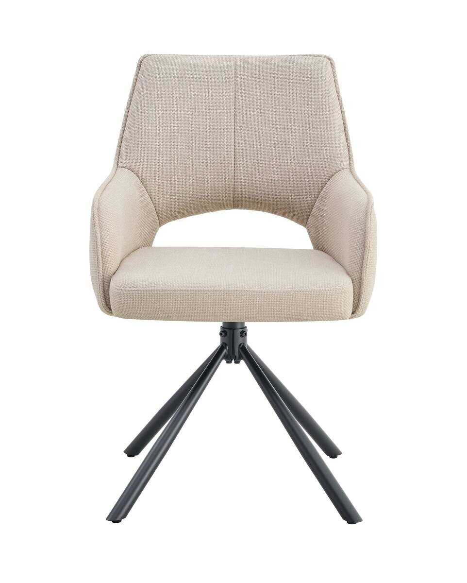 Drehstuhl JANA, 2er Set creme schwarz Webstoff B/H/T: ca. 57x91x64 cm
