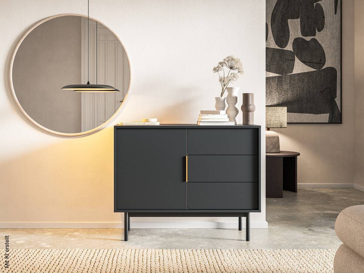 Kommode VIVA schwarz B/H/T: ca. 104x82x39 cm