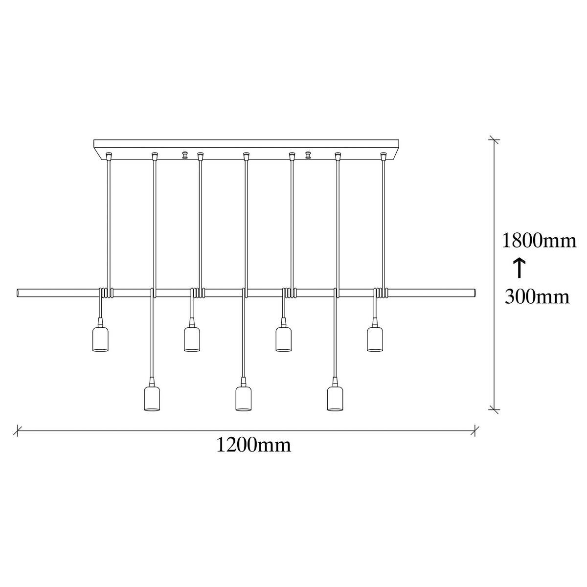 Opviq Pendelleuchte Salkim-3101 schwarz B/H/T/L: ca. 120x180x10x120 cm E27 7 Brennstellen