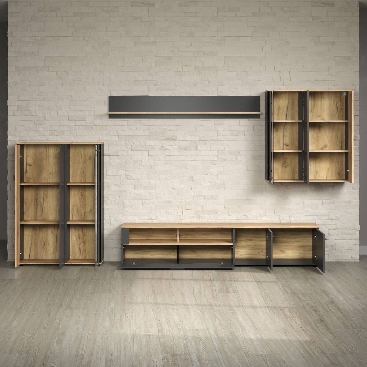 Wandboard Esteban anthrazit Eiche Evoke Coast Nachbildung B/H/T: ca. 167x25x17 cm