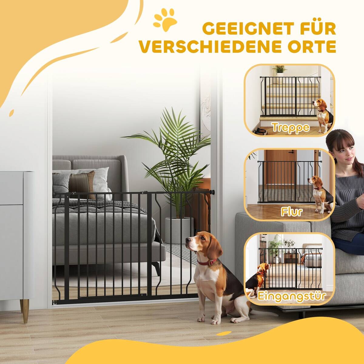 PawHut Schutzgitter schwarz Stahl B/H/L: ca. 4x76x115 cm