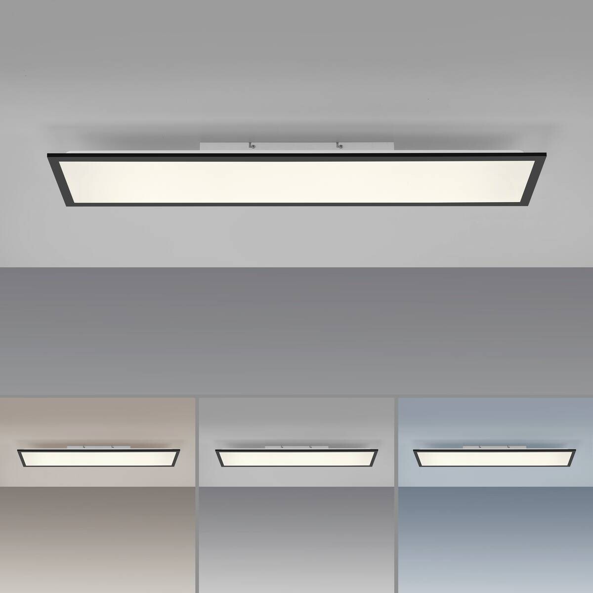 Just Light LED-Deckenleuchte Flat schwarz B/H/L: ca. 25x6,5x100 cm