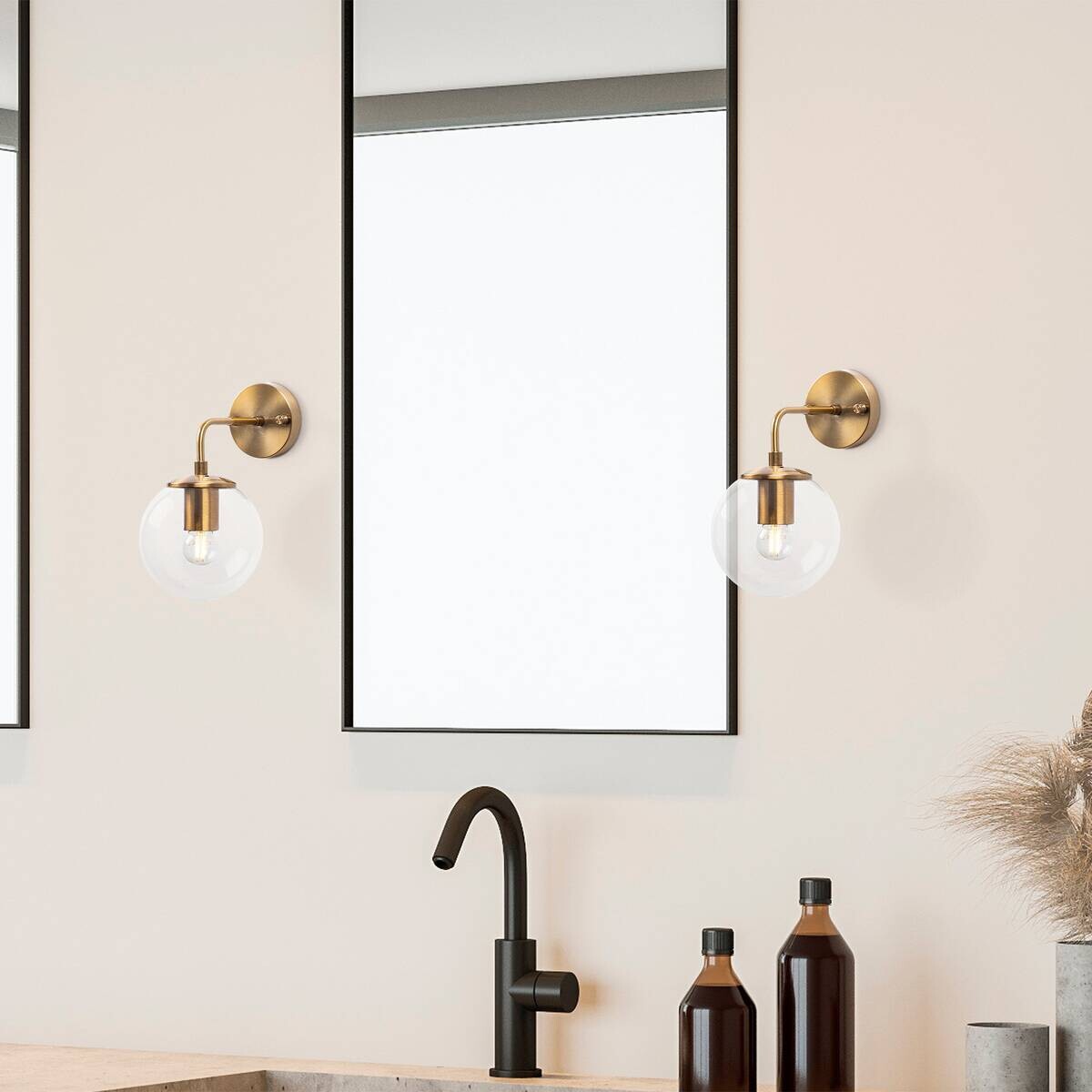 Opviq Wandleuchte Viran bronze Glas Metall B/H/T/L/D: ca. 27x25x27x15x15 cm E14 1 Brennstellen