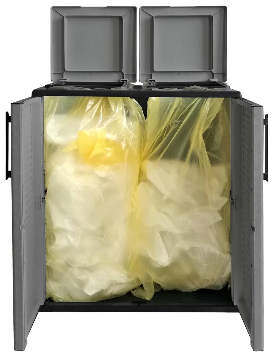 ArtPlast Mülltrennungsschrank Easy grau Kunststoff B/H/T: ca. 68x84x37 cm