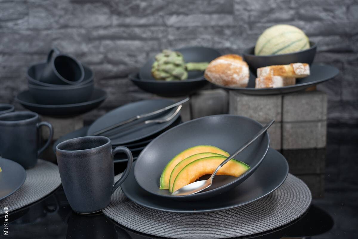 CreaTable Kombiservice Soft Touch schwarz Stein 20 tlg