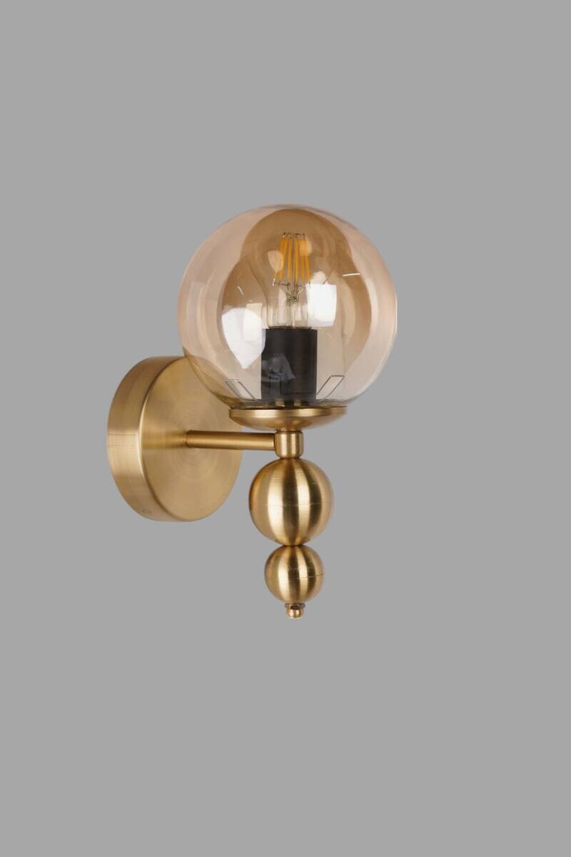 Wandleuchte gold honig Glas Metall B/H/L/D: ca. 15x30x15x15 cm E27 1 Brennstellen