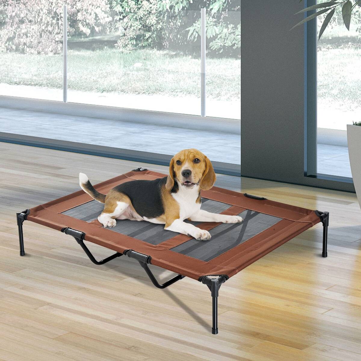 PawHut Hunde Liegeplatz braun Metall B/H/L: ca. 92x23x122 cm