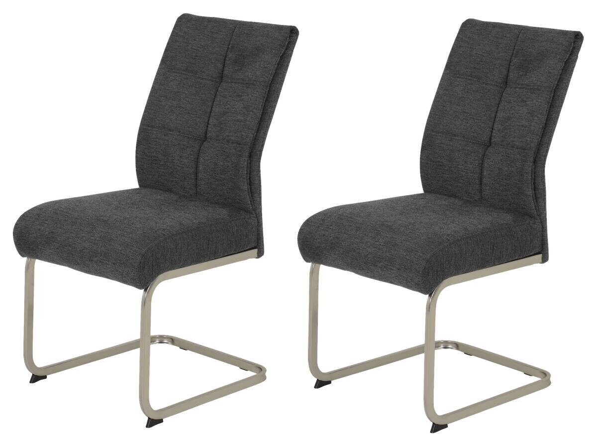 Schwingstuhl Ines, 2er-Set anthrazit Edelstahloptik Metall Microfaser Webstoff B/H/T: ca. 50x99x66 cm