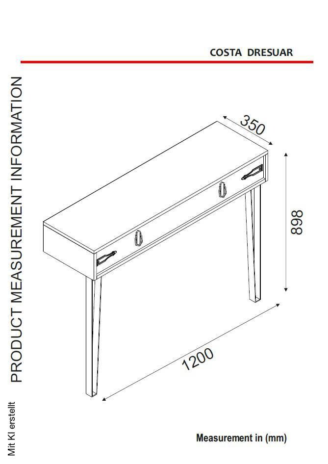 Konsolentisch Costa Eiche Nachbildung Spanplatte B/H/T: ca. 120x90x35 cm