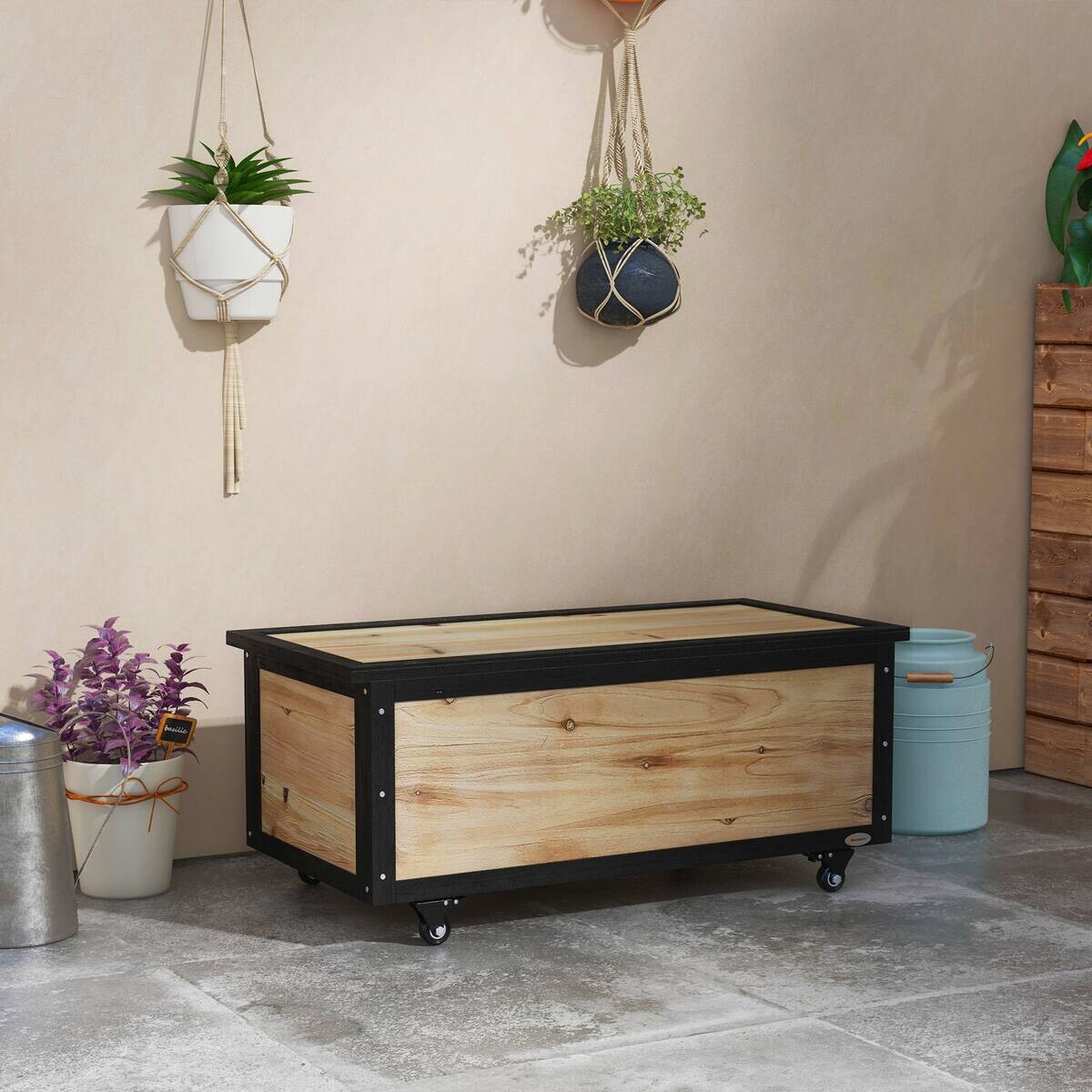 Outsunny Aufbewahrungsbox natur Polypropylen B/H/L: ca. 50x100x43 cm