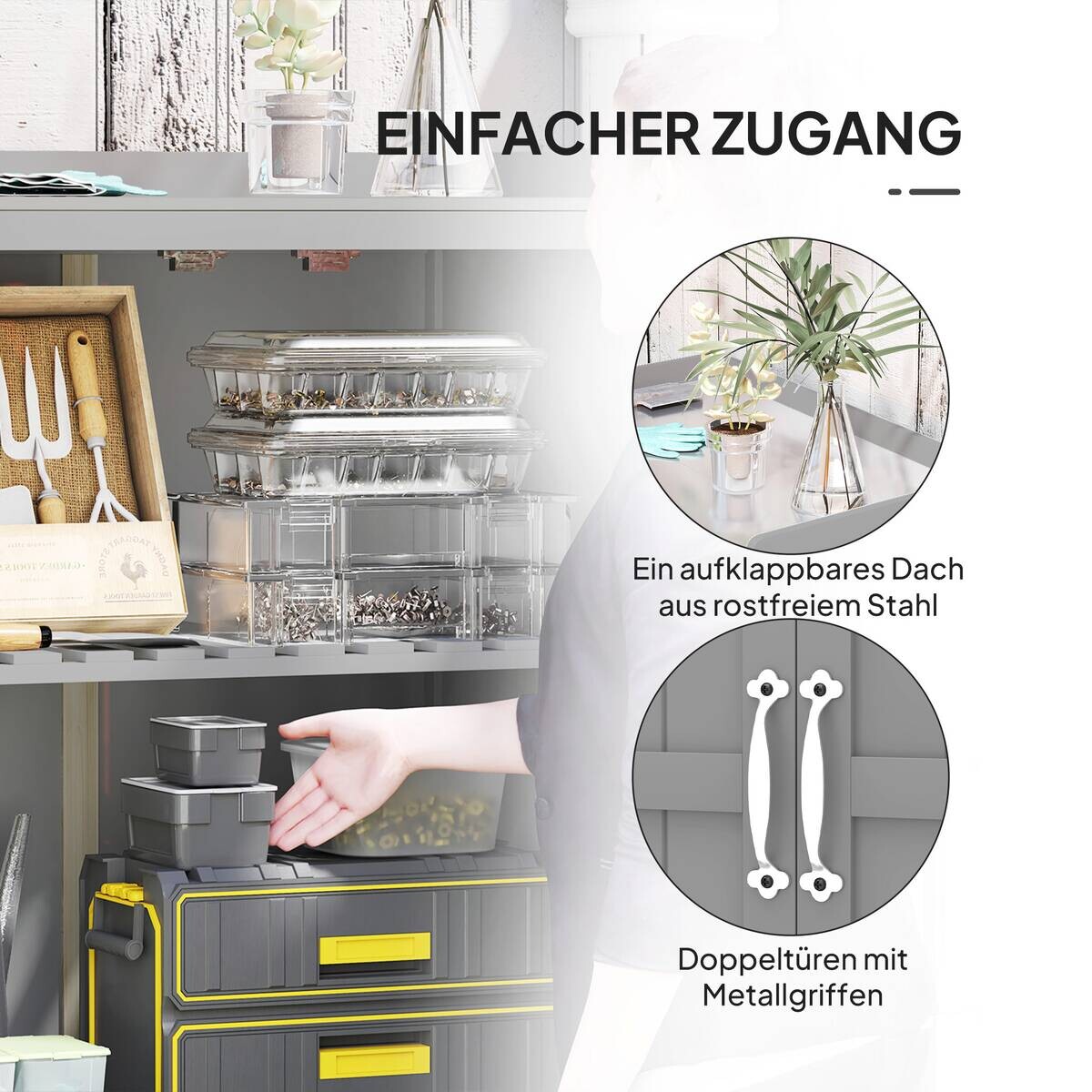 Outsunny Gartenschrank grau Edelstahl B/H/L: ca. 43x88x74 cm