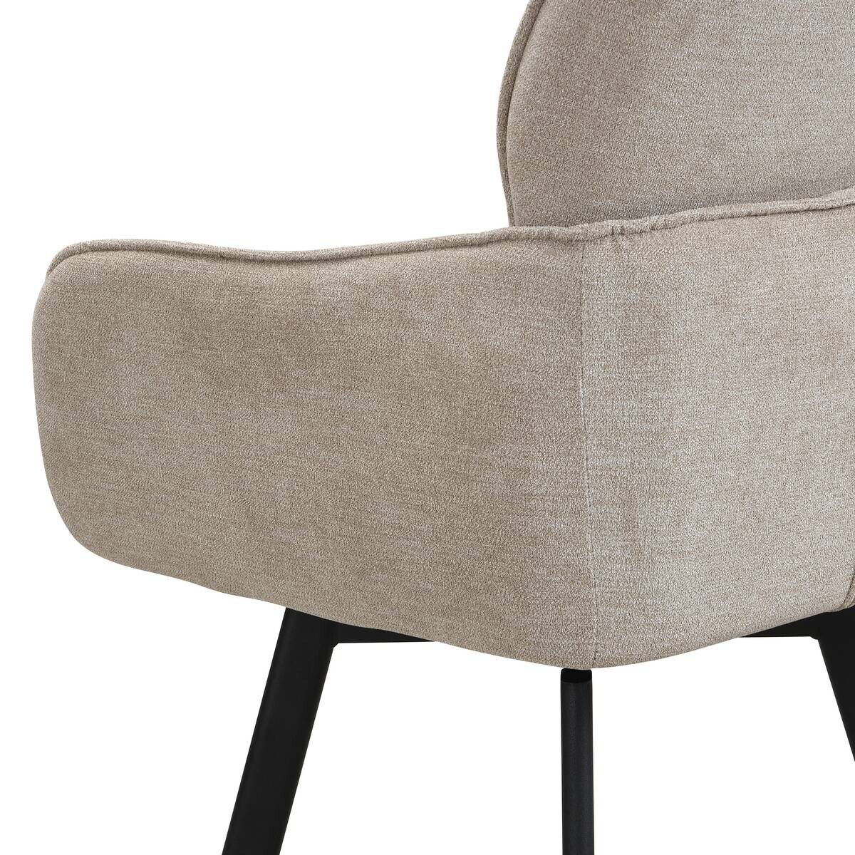 Stuhl RICO, 2er-Set schwarz taupe Metall Stoff B/H/T: ca. 61x90x63 cm