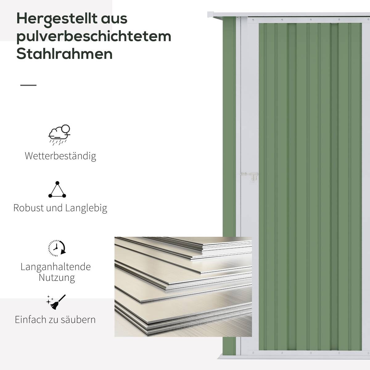 Outsunny Gartenhaus grün B/H/L: ca. 84x189x142 cm