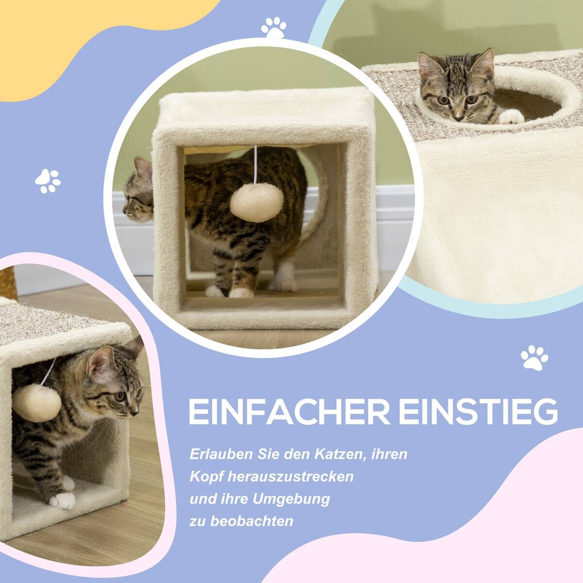 PawHut Katzen-Zubehör beige Spanplatte B/H/L: ca. 30x98x30 cm