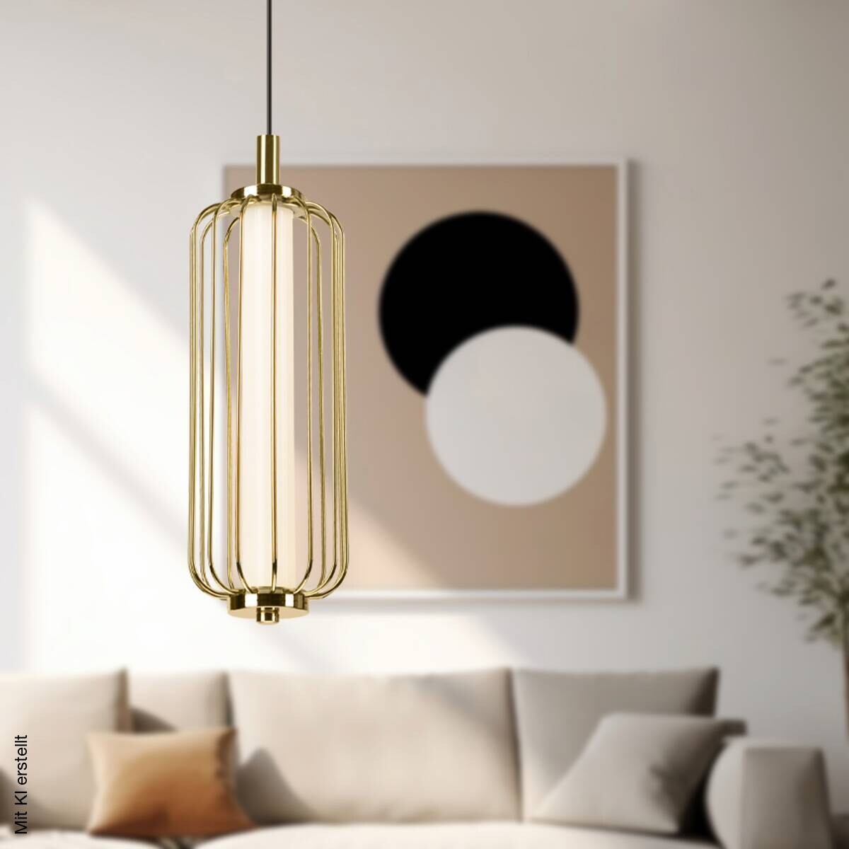 Lamkur Pendelleuchte gold Stahl B/H/L: ca. 12x120x12 cm GU10 1 Brennstellen