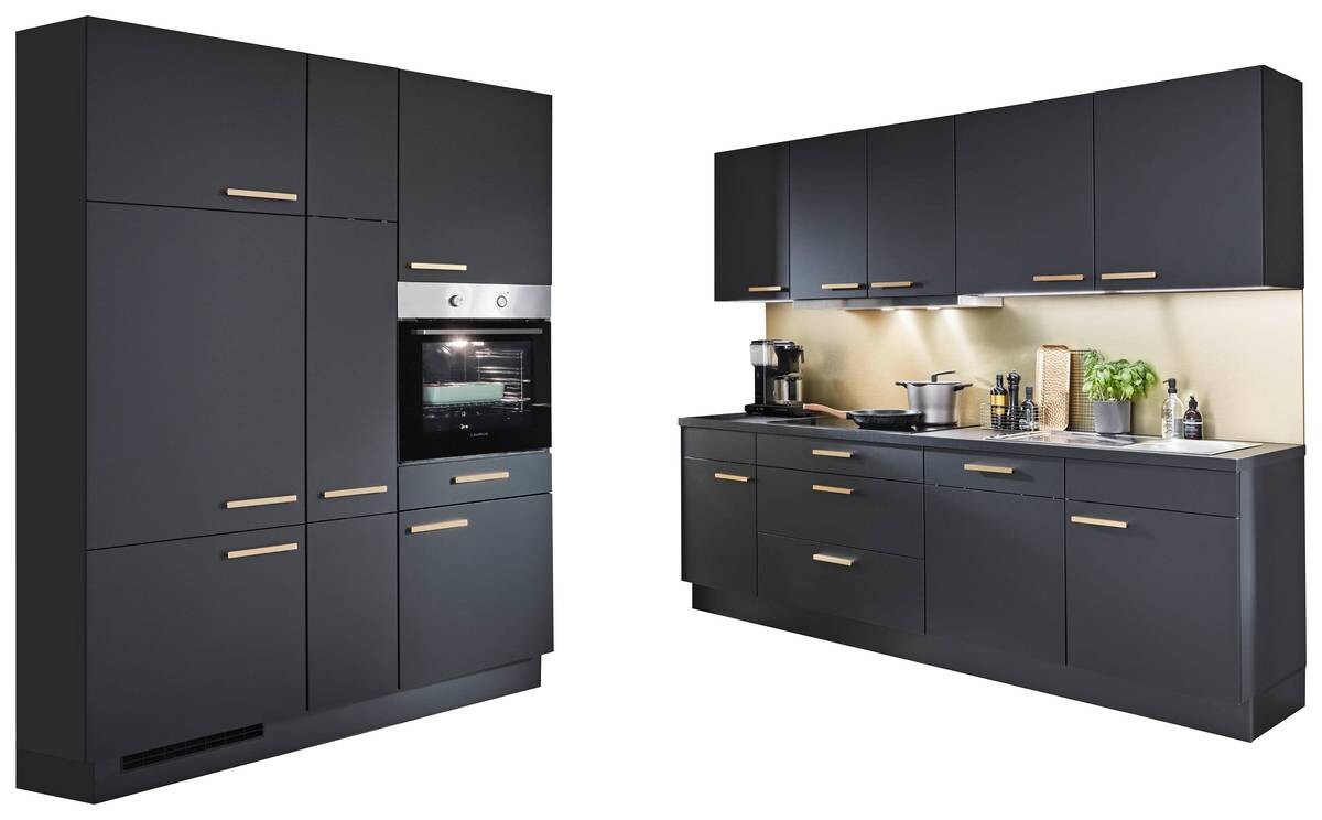 nobilia Doppelblock Touch schwarz Lacklaminat supermatt B/T/L: ca. 150x60x260 cm