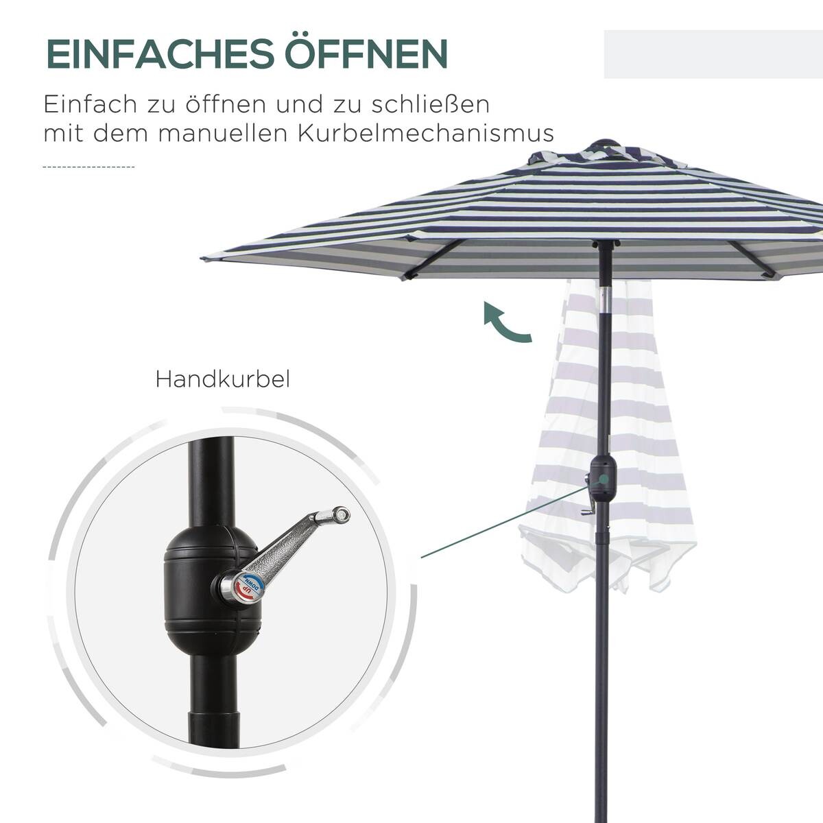 Outsunny Sonnenschirm blau Metall