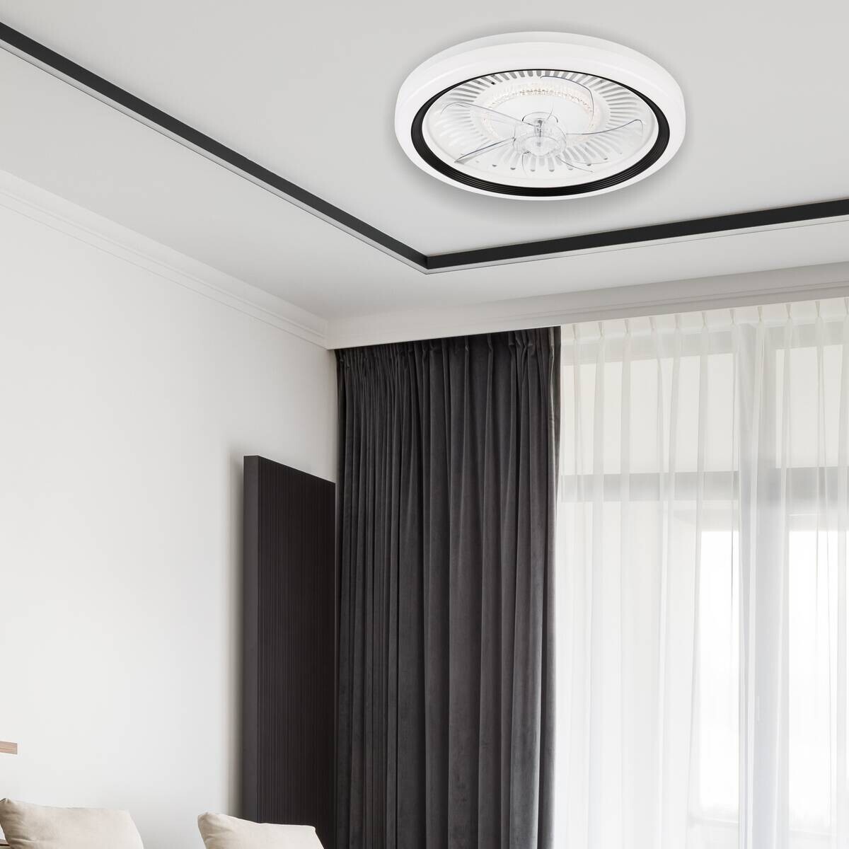 Lamkur LED-Deckenventilator FALCO 49908 schwarz weiß H/L: ca. 17x50 cm max. 40 W