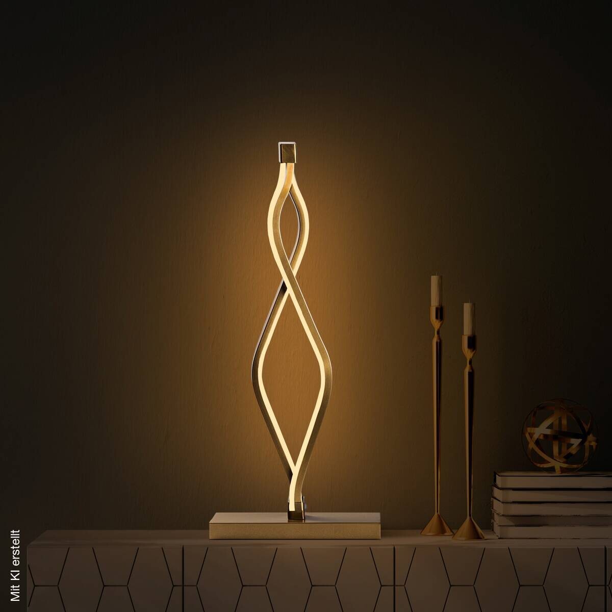 Opviq LED-Tischleuchte gold Metall B/H/T: ca. 20x48x12 cm