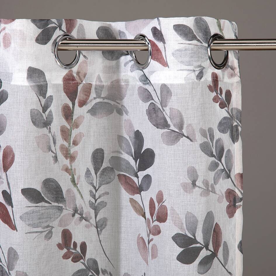 Ösenvorhang Blätterzweig grün terra 100% Polyester B/L: ca. 140x245 cm