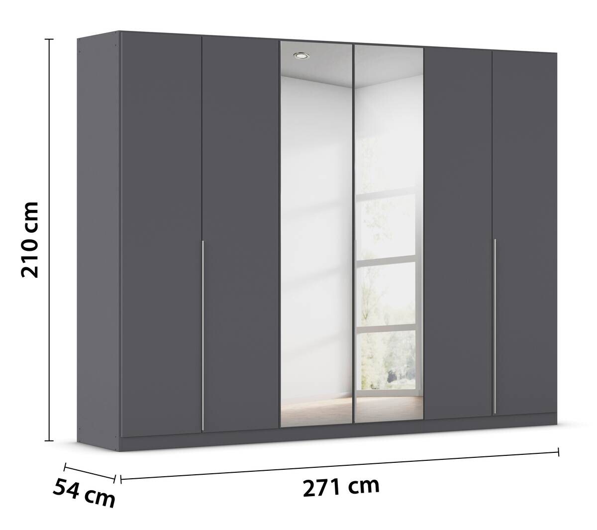 Kleiderschrank Alabama grau B/H/T: ca. 271x210x54 cm