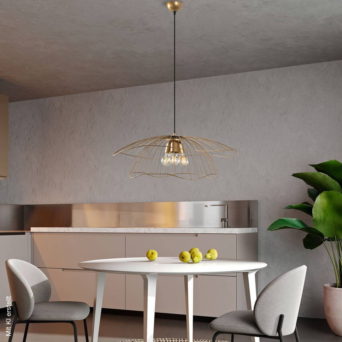 Opviq Pendelleuchte gold B/H/T: ca. 70x124x70 cm E27 3 Brennstellen