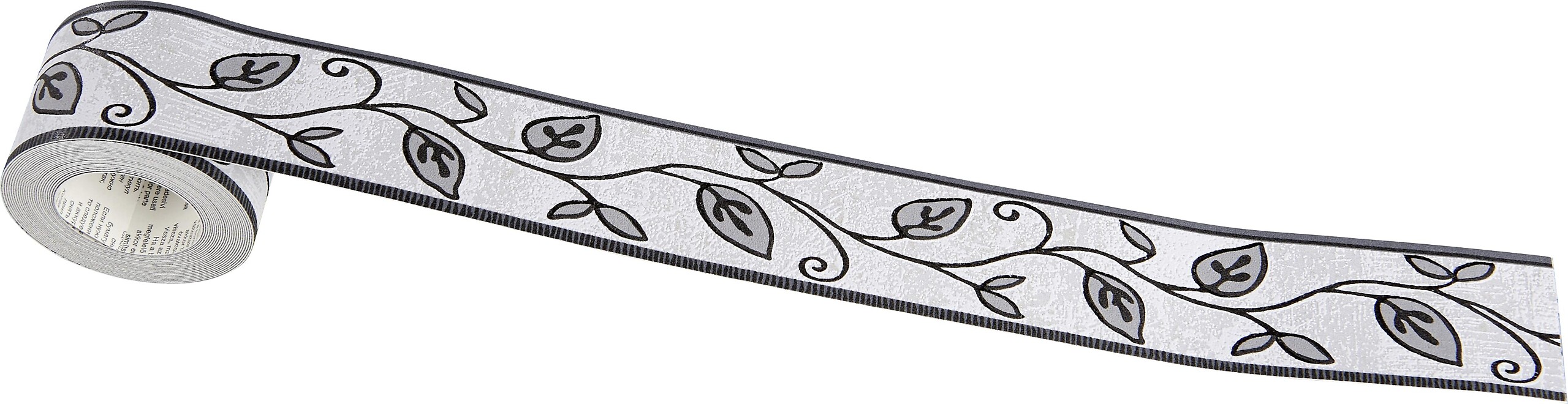Borte Blumen grau weiß B/L: ca. 5,3x500 cm
