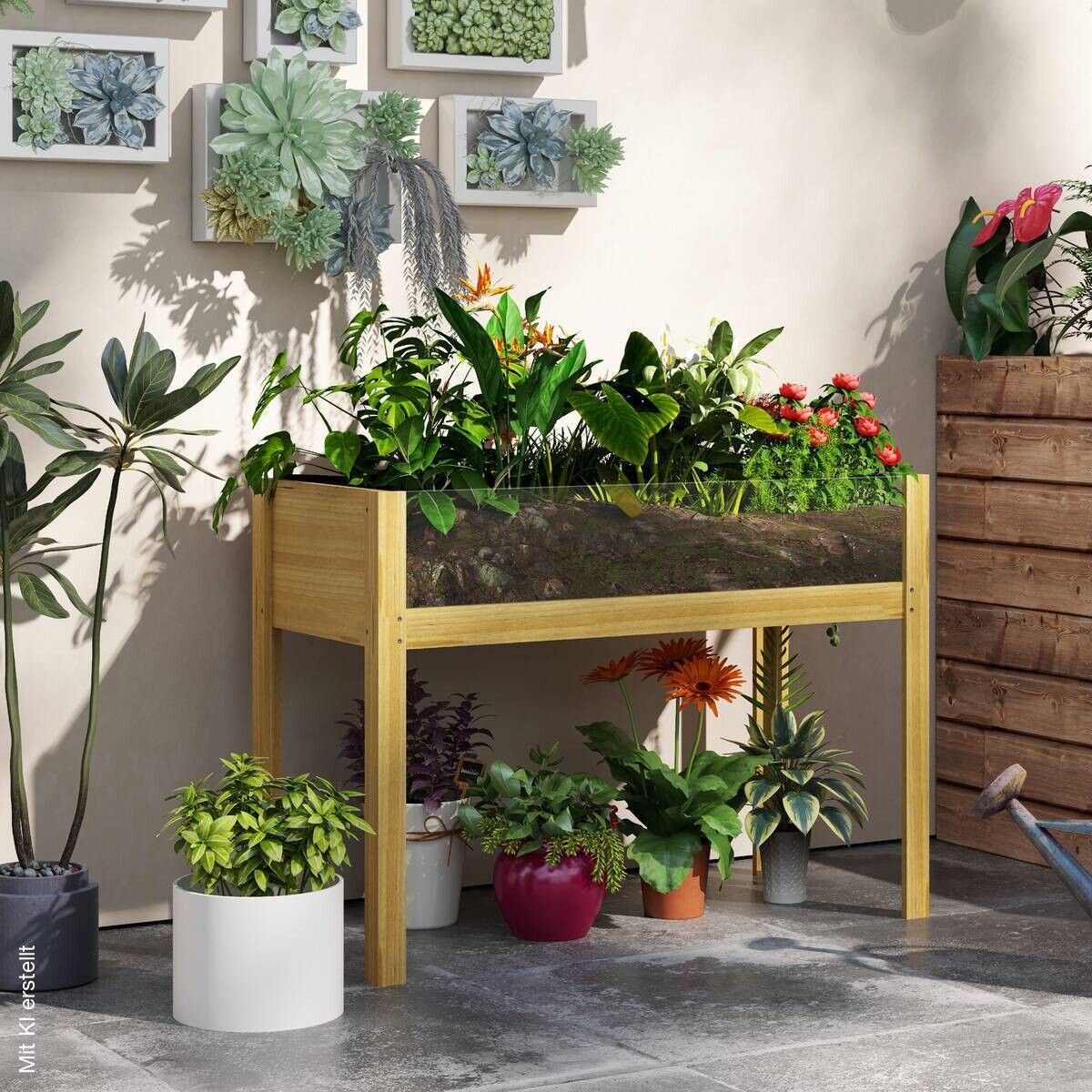 Outsunny Hochbeet natur Holz B/H/L: ca. 50x80x110 cm