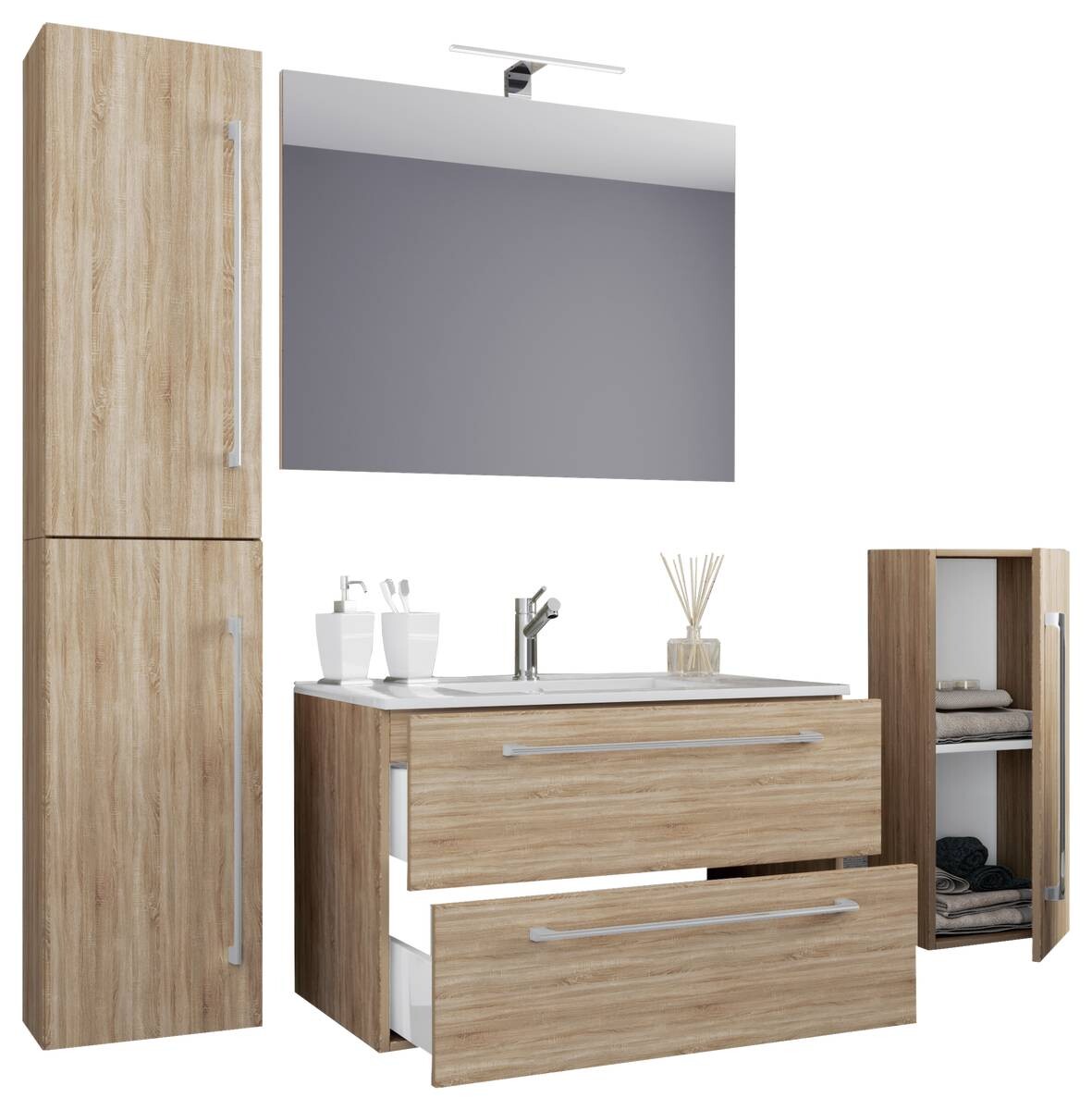 Waschplatz 5tlg-Badinos Eiche Sonoma Nachbildung B/H/T: ca. 80x50x46 cm