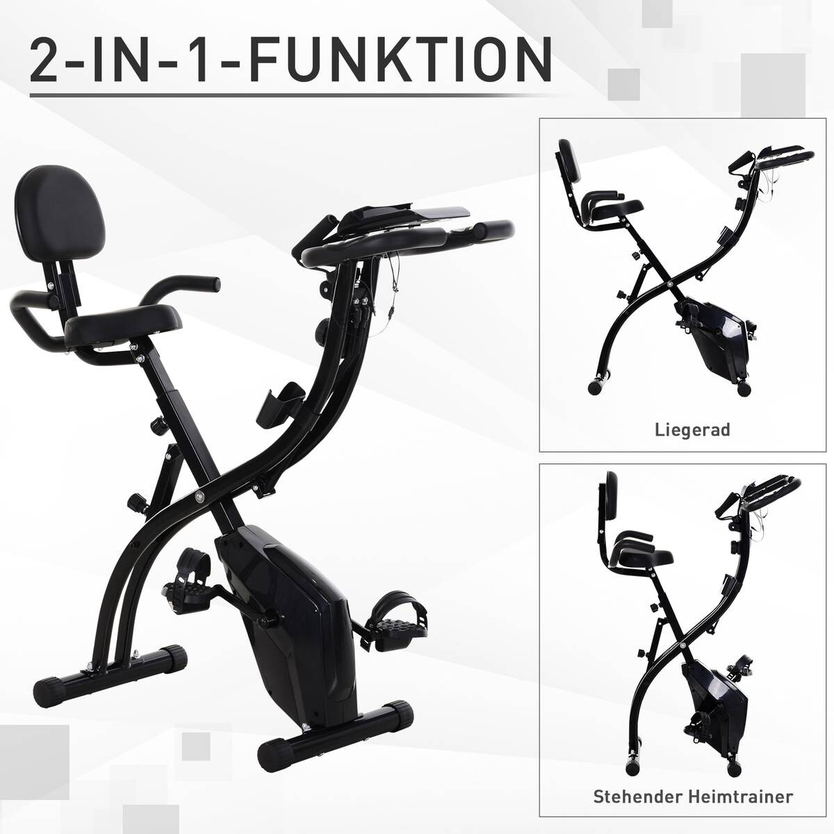 HOMCOM Fahrradtrainer schwarz Stahl