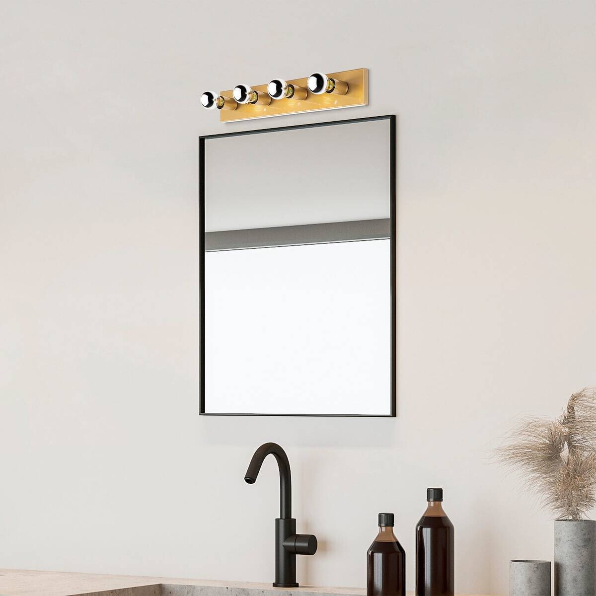 Opviq Wandleuchte gold Metall B/H/L: ca. 10x60x10 cm E27 4 Brennstellen