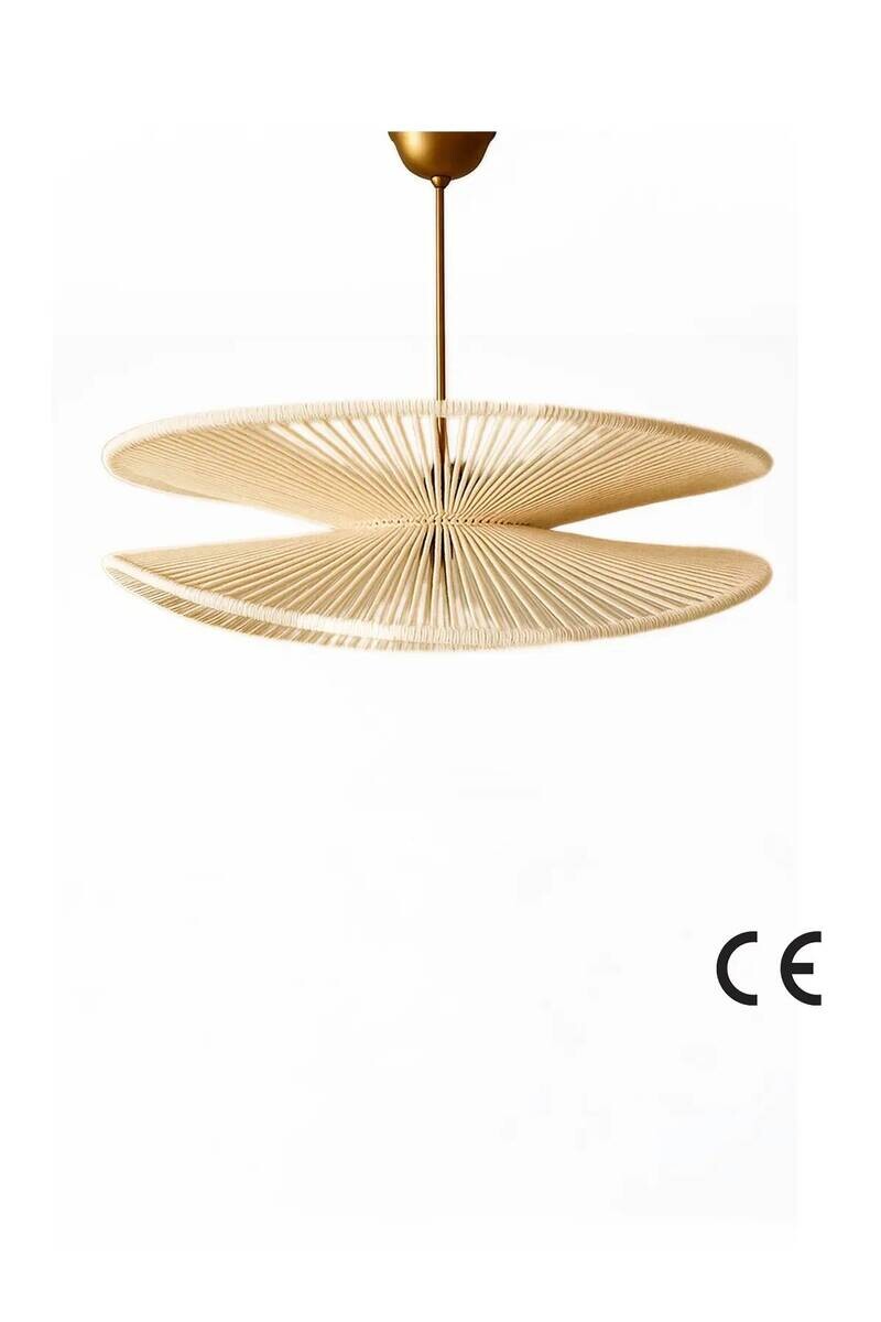 Opviq Pendelleuchte gold ecru Kunststoff B/T/L: ca. 50x50x50 cm E27 1 Brennstellen
