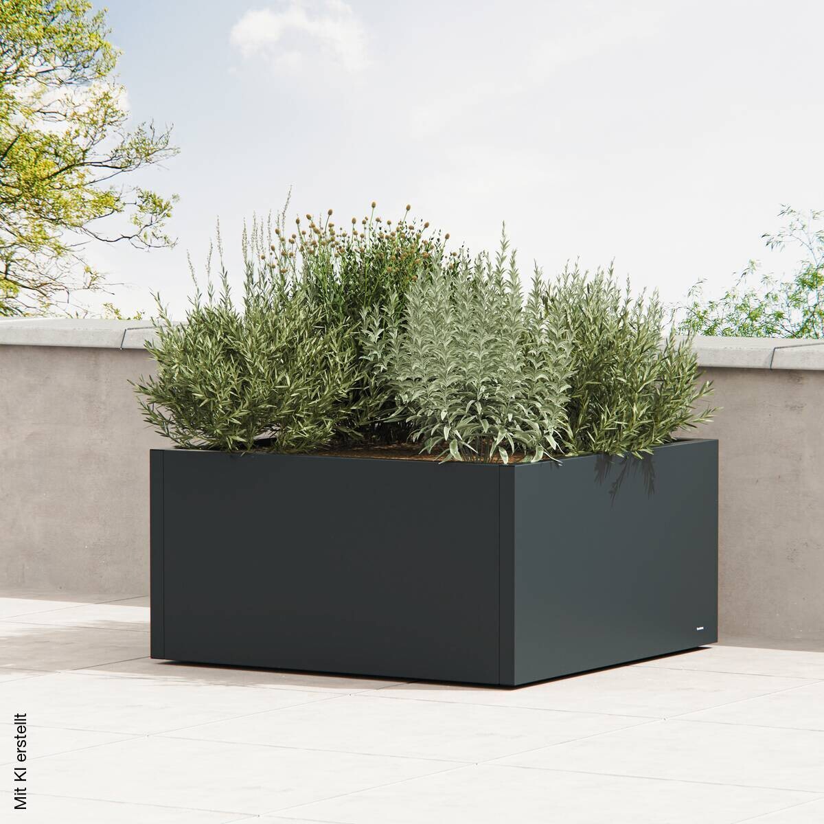 Herstera Garden Pflanzkübel Cube anthrazit Metall B/H/L: ca. 100x50x100 cm