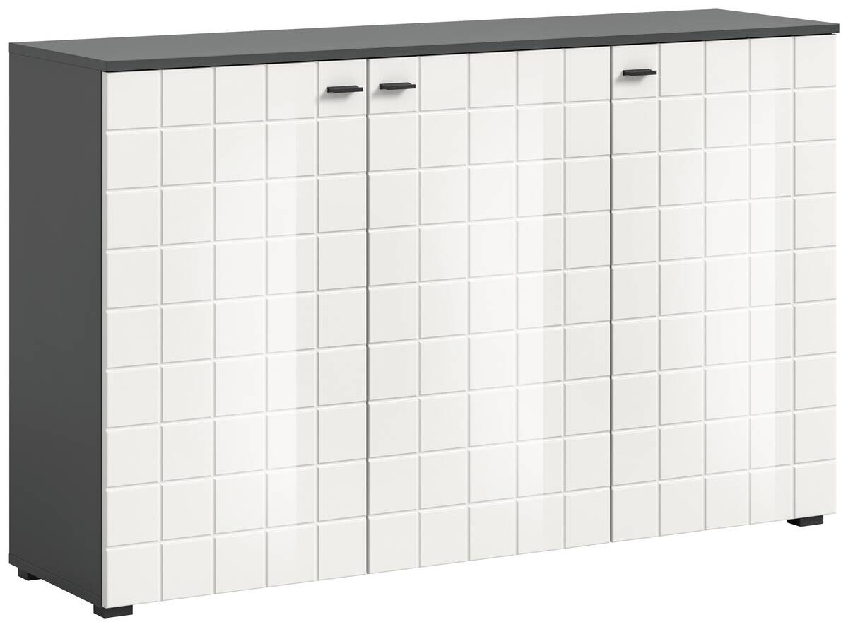 Sideboard Monte anthrazit weiß Hochglanz B/H/T: ca. 138x86x37 cm