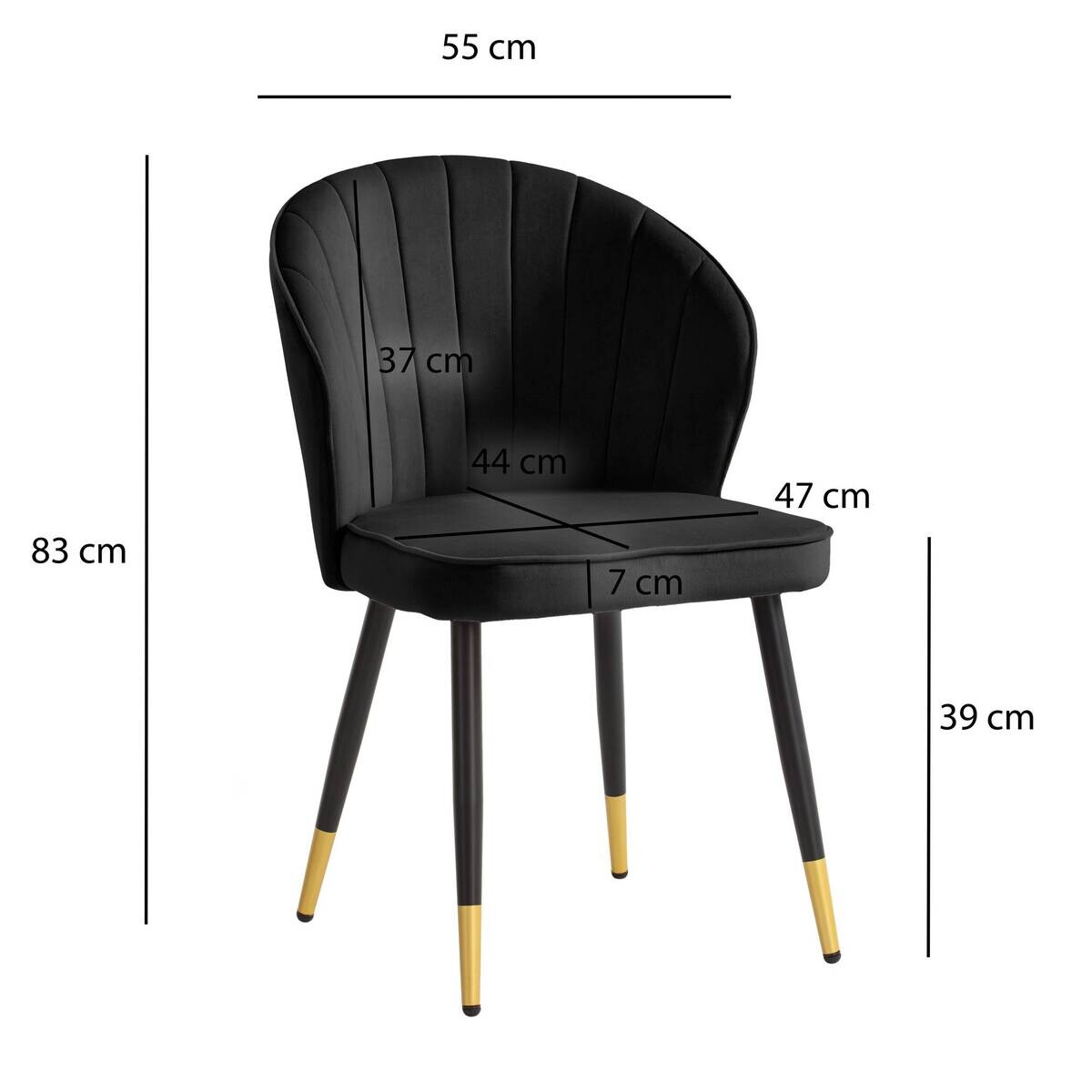Stuhl 2er Set schwarz Polyester B/H/T: ca. 55x83x53 cm