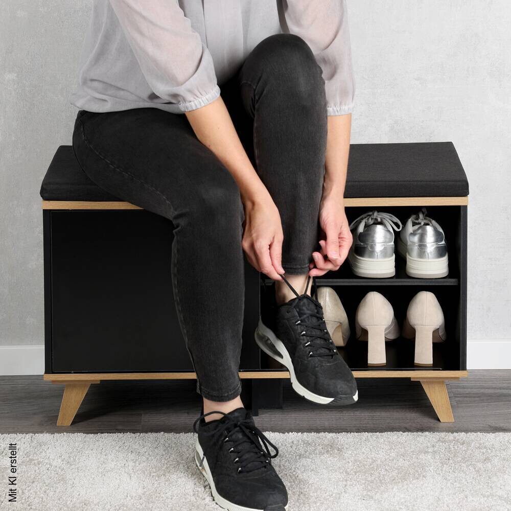 Kesper Schuhschrank schwarz Holz B/H/L: ca. 30x48x77 cm