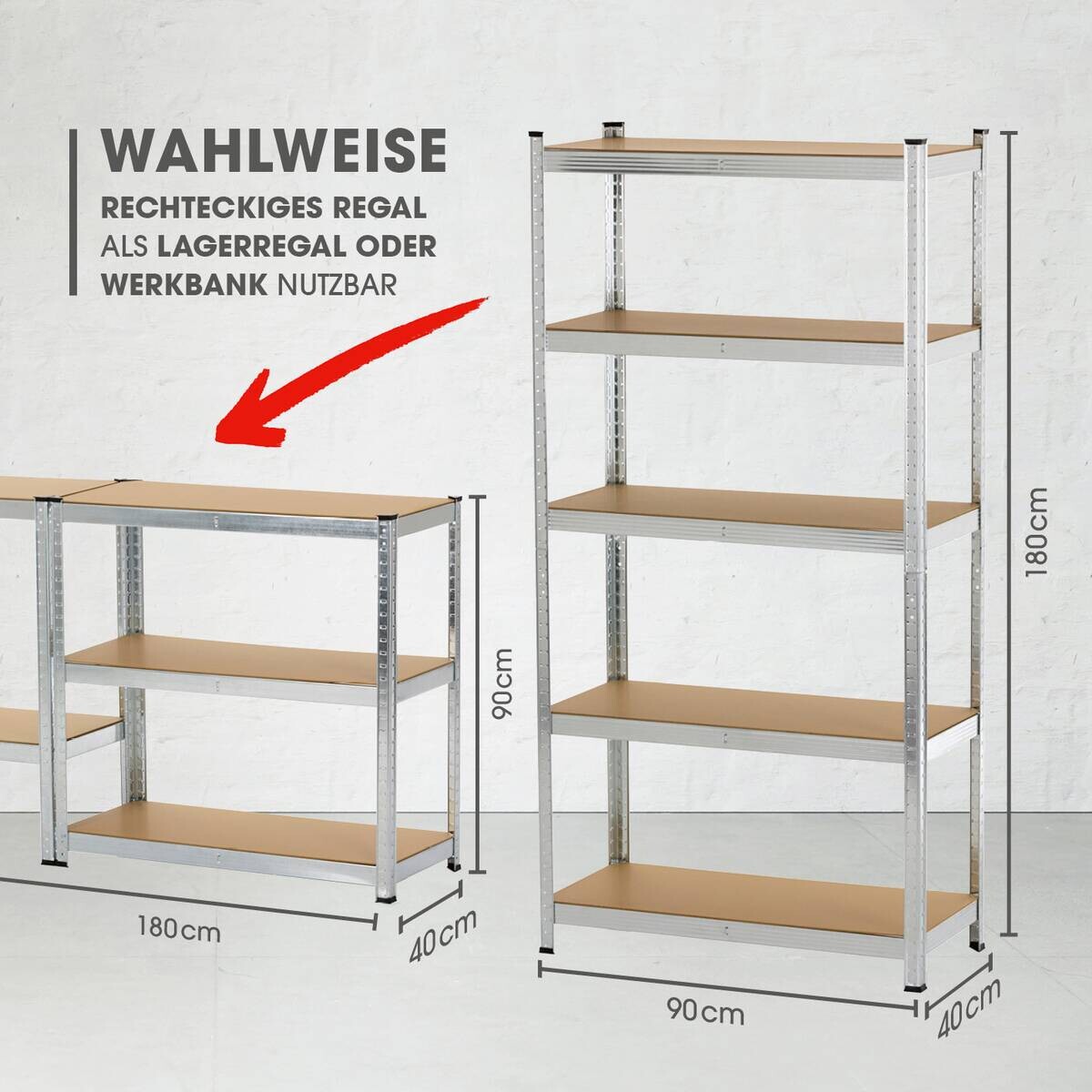 Schwerlaststeckregal B/H/T: ca. 90x180x40 cm