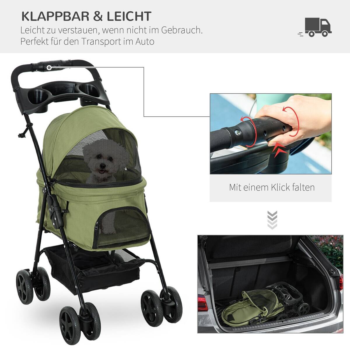 PawHut Hunde-Zubehör dunkelgrün Polyester B/H/L: ca. 45x67x96 cm