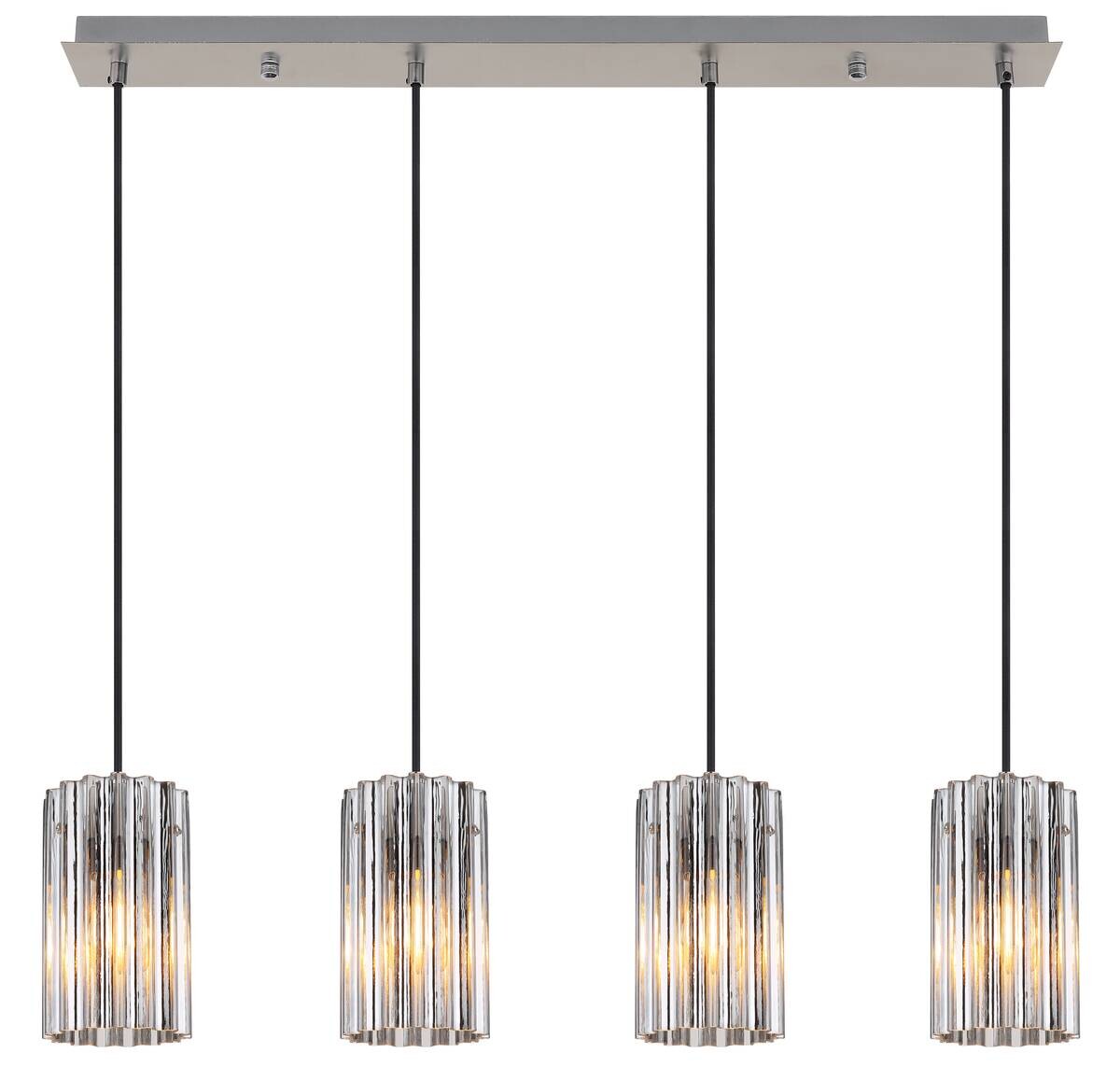 GLOBO Pendelleuchte nickel matt klar Glas Metall B/H/T: ca. 11,5x120x80 cm E27 4 Brennstellen