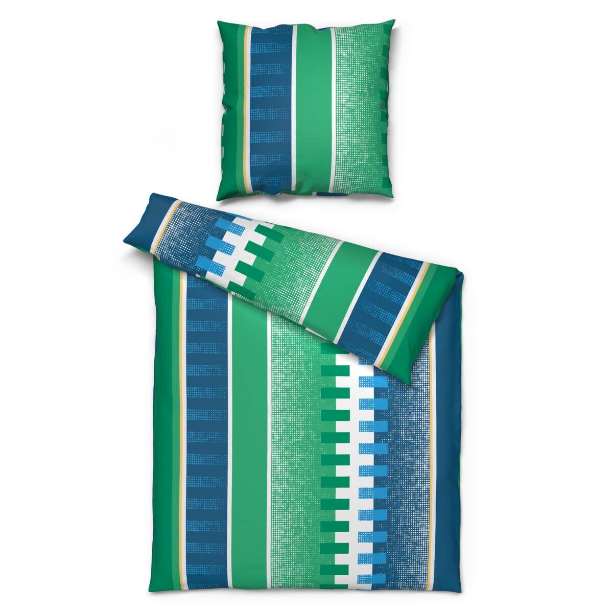 Microfaser Bettwäsche blau grün 100% Polyester B/L: ca. 135x200 cm